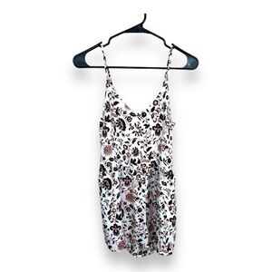 SMALL ANN TAYLOR LOFT ROMPER WHITE BRICK FLORAL PRINT SLEEVELESS V NECK